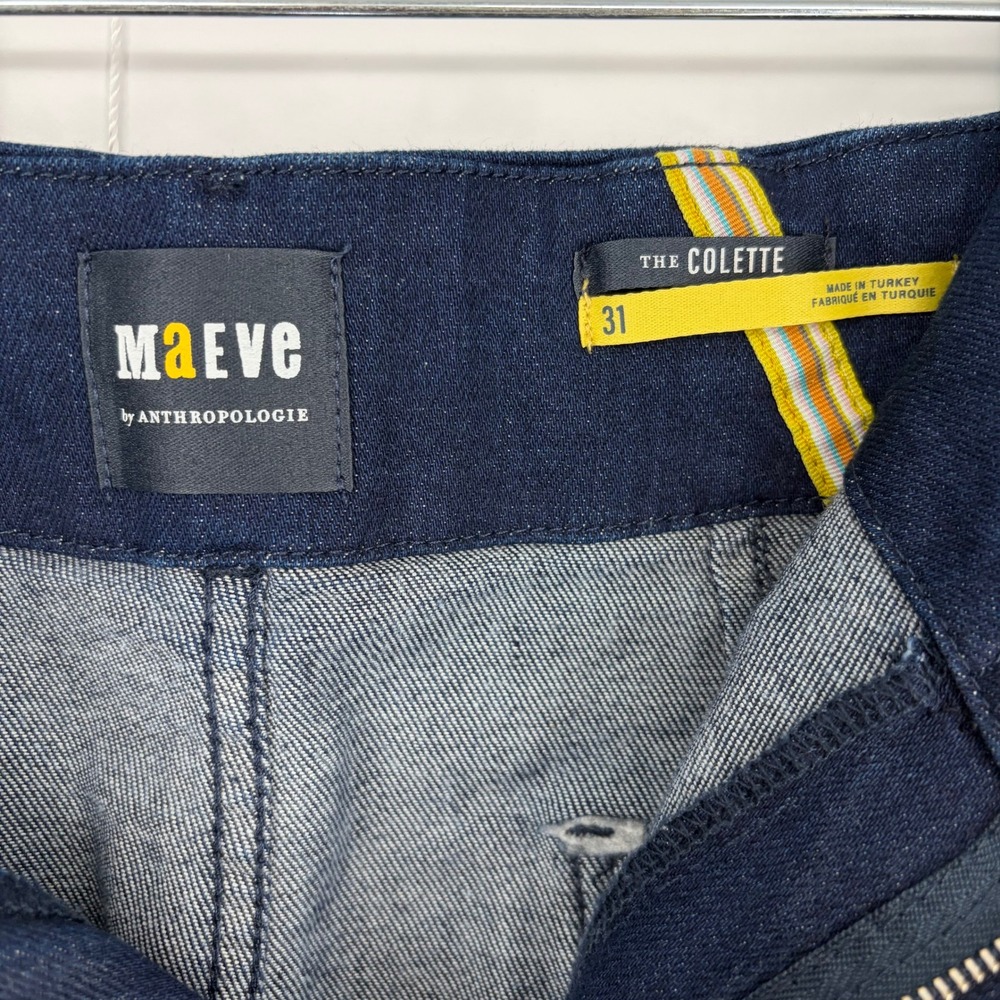 Maeve Anthropologie Colette Wide Leg Cropped Jeans Dark Wash Blue Size 31 - Picture 3 of 7